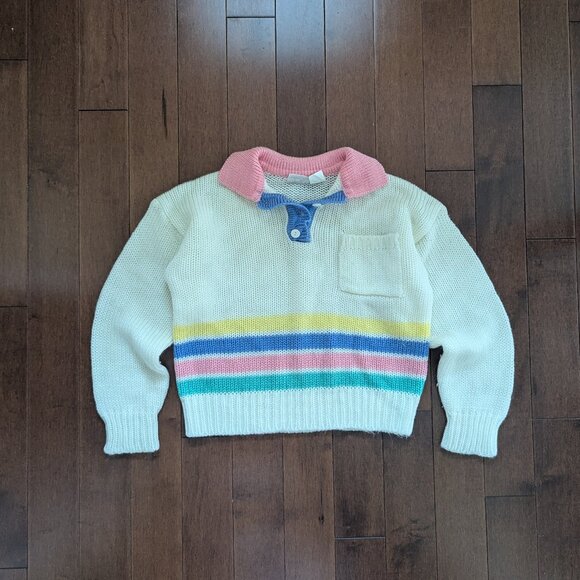 3/$20 KIDS PASTEL KNIT VINTAGE COLLARED SWEATER - Picture 1 of 2
